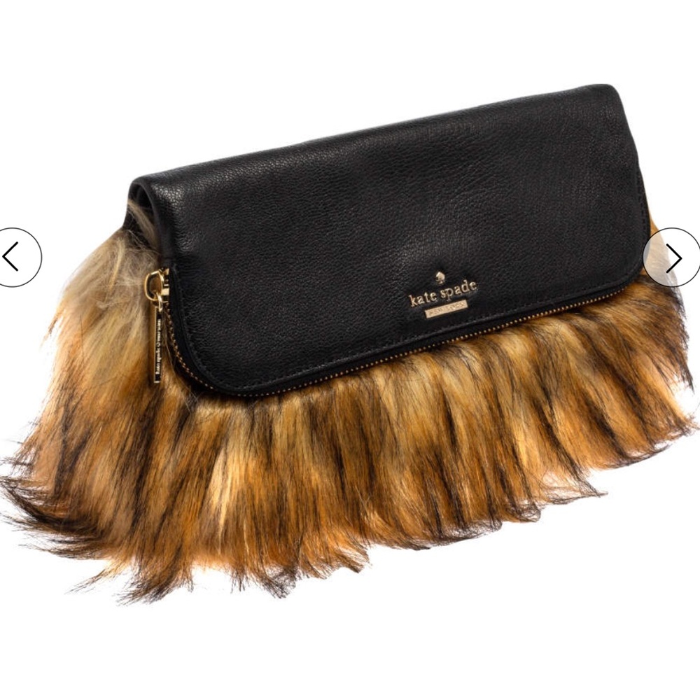 Kate Spade Black and Brown Faux Fur Clutch - Picture 4 of 6